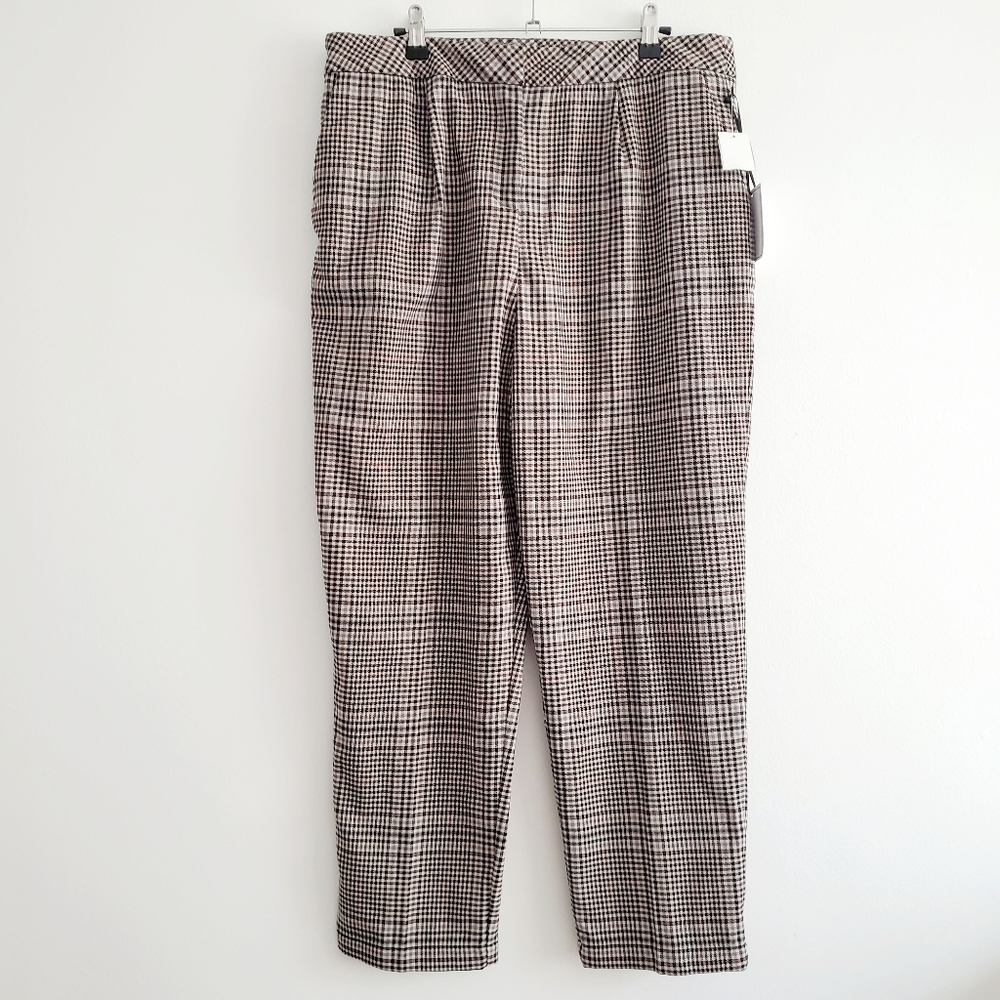NEW 1. State High Rise Neutral Plaid Crop Pants